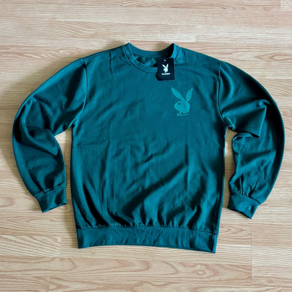 Playboy Men's Green Crew Sweatshirt L